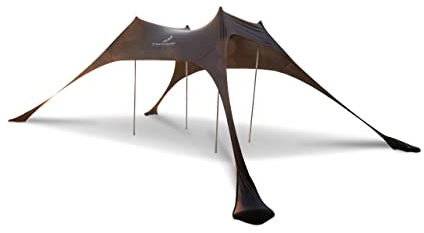 Premium Lycra Strandzelt – Strandmuschel Pop-Up Sonnensegel mit 4 Alu-Stangen und Sand-Ankern - Zelt Jasper dunkelgrau