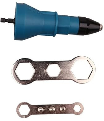 POIU Nietpistole Nietenaufsatz Blindnietvorsatz Nietbohrer Adapter, Niet-Gerät für Akkuschrauber und Bohrmaschinen (Blue), 16 x 5.8cm