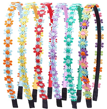 6 stycken hårband, flickor, pannband, blommor, hårband för flickor, söt och söt dekoration, paljetter, pannband för skola, vardag, festival