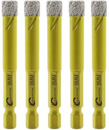 Trocken Diamant Bohrkrone 5 Stücke 8mm Fliesenbohrer mit Schnellwechsel Sechskant Schaft für Marmor Granit Keramik Porzellan Fliesen Steinzeug Quarz SANLEETEK
