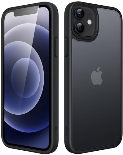 JETech Matte Hülle für iPhone 12 mini, Schwarz | Robuster Schutz, Matte Rückseite, Anti-Fingerabdruck, Stoßfestes Design