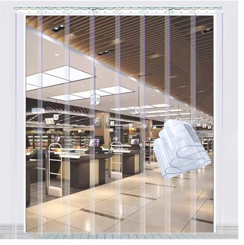SYFXZZDS Cortina para Puerta Tiras PVC, Impermeable Mantener Caliente Cortina de Vinilo para Carnicería, Nevera, Congelador Cortina para Puerta Exterior (Color : Clear, Size : 165x270cm/64.96x106.3i