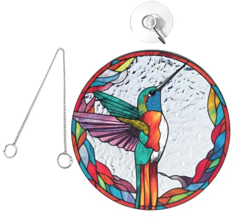 KONTONTY Acryl Hummingbird Fensterhänger mit Aufhängung und Saugnapf Dekorative Garten und Wanddekoration Lebendig Farbiger Lichtfänger für Kreative Sonnenschutz Fenster