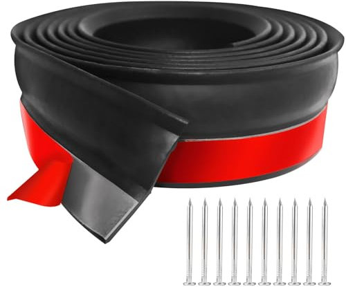 Garage Door Bottom Seal 3m - Universal Rubber Weatherstrip with Adhesive & Nails,Waterproof Windproof Threshold Seal for Garage Doors, Sheds & Industrial Entrances