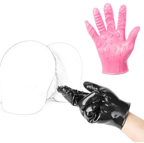 Fingerüberzieher 2er Set Finger Massage Handschuh 5 Formen Von Massagehandschuhe Rot mit Schwarz Latexhandschuhe Lang für Sex Klitoris Masturbation Massage-Handschuh Sex Spielzeug für die Paare Extrem