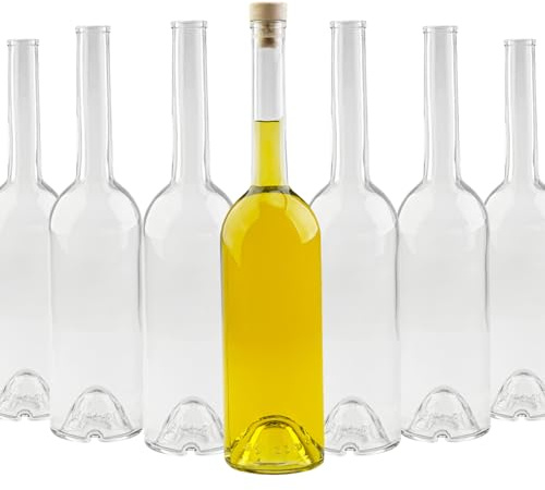 SUPERBUTELKI.PL FENICE - Botella de aceite de oliva vacía de vidrio para aceite de oliva, vino o licor, 700 ml, botella de aceite de oliva vacía con tapón - Botella decorativa de cristal