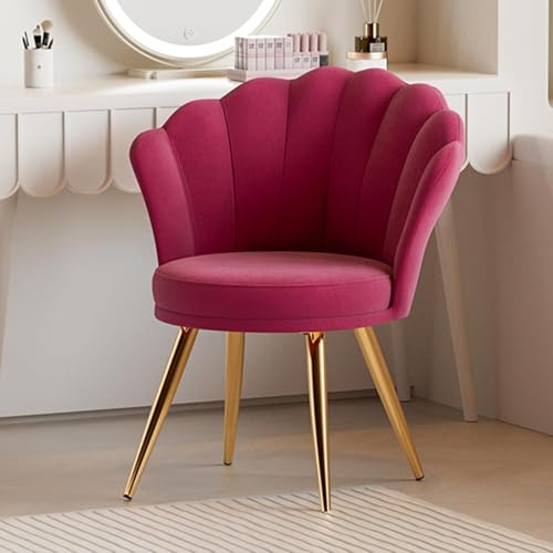 Aivermeil Esszimmerstühle Samt Polsterstühle Tiefrosa | Muschelsessel mit Armlehnen,Schminktisch Stuhl,Polstersessel Elegant,kzentstuhl mit Gold Metallbeinen Accent Chair