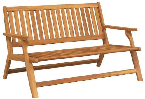 vidaXL Gartenbank 122.5x78x73 cm Massivholz Akazie Traditionelle Outdoor-Sitzgelegenheit Bequeme und langlebige Konstruktion Terrassenmöbel Teaklook mit Armlehnen Zweisitzer