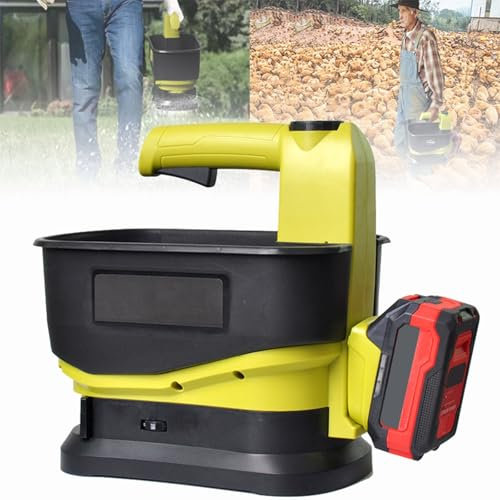 Épandeur De Semences Sans Fil 5,5L, Épandeur D'engrais Avec 6 Vitesses Et 8 Réglages De Débit, Épandeur Portatif À Batterie, Pour Semences De Gazon Et Engrais