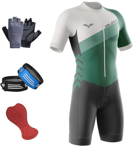 XRLQZH Homme Pro Trifonction Manches Courtes Sports De Plein Air Vêtements De Triathlon,Tri-Costume d'une Pièce,Combinaison De Cyclisme Homme，Cyclisme Body (TYP-4,L)