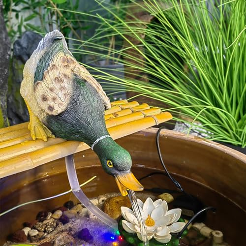 ZYZSY Djurdammfontäner, hartsvatten funktion skulptur, vattenfall dammpump, trädgårdsdekoration pool mini(Green)