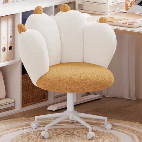Kids Desk Chair, Height Adjustable Study Chairs, Swivel Chair with Thickened Backrest for Girls Bedroom Living Room Study Room Yellow