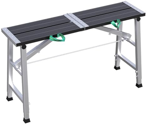 TT-YEC Andamio De Plataforma De Trabajo Profesional, Escalones De Aleación De Aluminio, Andamio De Tubo De Acero Galvanizado, Taburete Plegable, Altura Ajustable,B is 150cm long