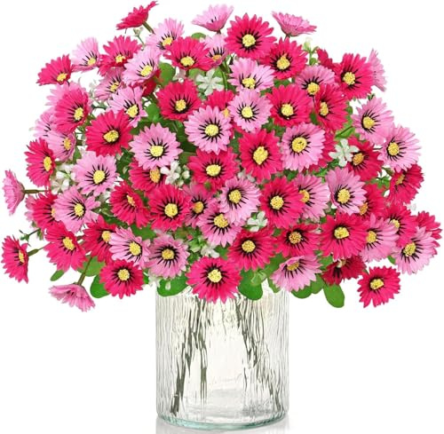 ASTNIC Lot de 3 Fleur Artificielle de Marguerite, Bouquet de Fleurs Artificielles en avec RéAlistes Plantes Artificielles Interieur Fausse Fleur pour Vase Decoratif, Deco Halloween Automne Maison