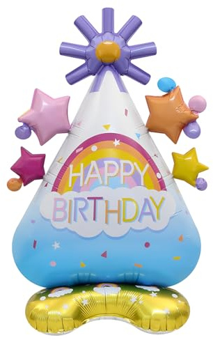 Happy Birthday Ballon Stehend, Regenbogen Luftballons Geburtstag Stehend, Folienballon Happy Birthday XXL, Helium Ballons Geburtstag Deko, Geeignet für Geburtstags Party Deko