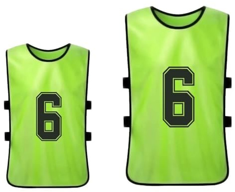Fesjoy Youth Sports Scrimmage Pinnies 12 St Fotbollsväst för Barn Snabbtorkande Fotbollströjor Lag Numrerade Haklappar 2 Färger Träningsväst (M)