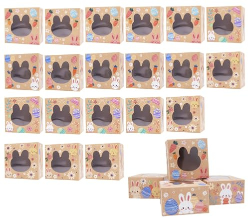 Genérico Cajas de Pascua para Dulces,Veinticuatro Unidades con Ventana Transparente de Cabeza de Conejo | Contenedores de Pascua - Para Fiestas Cumpleaños Bodas y Eventos