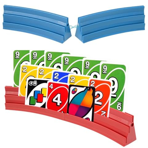 Gatphy Korthållare – 3 ramper – Stapelbar med magnetisk montering – För firanden, äldre, barn – Artrit (2 x röd, 2 x blå)