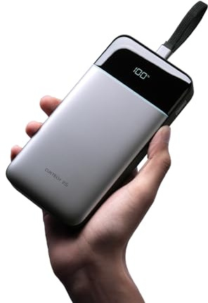 CUKTECH 25000mAh 100W Batterie Externe LED avec Câble USB-C Tressé Intégré | 3 Ports, Xiaomi 120W, Écran LED, Batterie Automobile, Approuvé Avion, Charge Rapide, Pour MacBook/iPhone17&16/iPad/Samsung