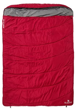 Hi-Gear Divine Luxury Double Sleeping Bag for 2 People, Adults & Kids, 3 Season, Warm & Cosy with Hollowfibre Fill, Includes Compression Sack, Ideal for Family Camping & Outdoors Trips
