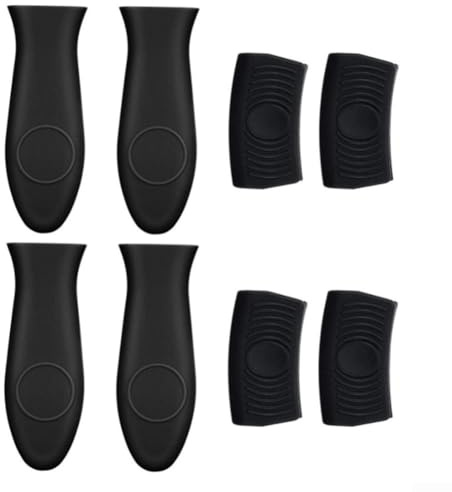 Supporti in silicone resistenti al calore e presine, 8 pezzi, per ghisa, per padelle e pentole (nero)