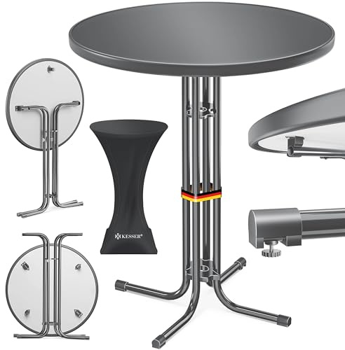 KESSER® Stehtisch klappbar Ø60cm rund, Gastro Bistrotisch Hochtisch Cocktail Stehtisch + Husse, Klapptisch Partytisch für Garten/Balkon/Events/Gastronomie, wetterfest, In- & Outdoor, Anthrazit