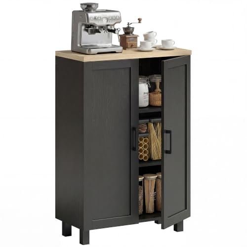 HOMCOM Credenza da cucina 2 ante 60x30x90cm Nero | Credenza stretta, ripiano regolabile, per cucina, ingresso, camera da letto