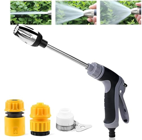 High-Pressure Washer Nozzle for Garden Hose, Fits Any Standard Hose, 360° Rotation, Suitable for Three Spray Modes, Heavy-Duty Spray Nozzle for Cleaning Patio, Car & Driveway (A)
