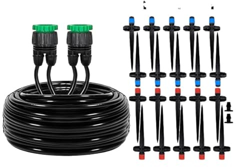 Kit de riego por goteo con aspersor con púas, sistema de riego automático de plantas for jardín de invernadero, juego de equipos de riego DIY(15m)