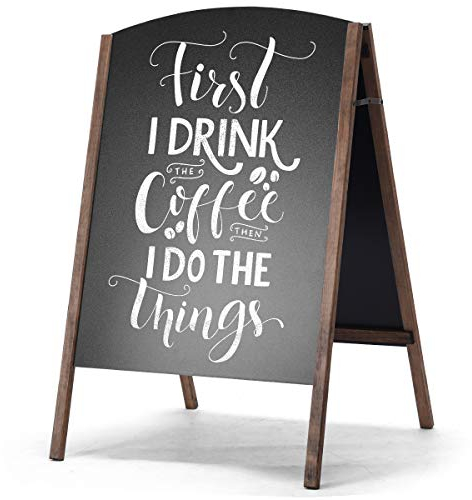 DREAMADE Kundenstopper mit Holzrahmen, Werbetafel Aufsteller Beidseitig, Kreidetafel Klappbar, Gehwegaufsteller (80 x 45 x 6 cm)