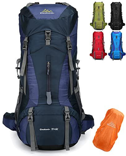 Doshwin 70 + 5L Zaino da Campeggio Trekking Escursionismo Viaggio (con Parapioggia) (Blu scuro)