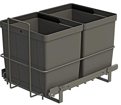 LM 79/2 utdragbar källsortering med 2 x 16 L sopkärl i antracit färg, 33,2 x 48 x 35,5 cm, enkel bottenmontering i köksskåp