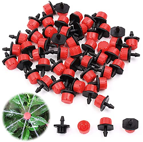 ZoneYan Anti-Verstopfung Tropfer, Gardena regulierbarer Sprinkler Köpfe Micro-drip-System Regulierbarer Endtropfer (100 PCS)