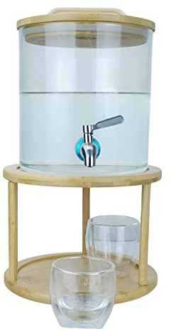 FAMYNGL Bollitore di Acqua con Tazza di Acqua con Tazza di Vetro Bottiglia Bottiglia Drinkware con Rubinetto Grande capacità di Grande capacità Vino con Il Latte di Succo di Bevanda Bevanda