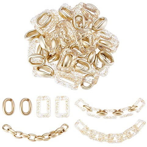 SUPERFINDINGS 100 Stück 2 Stile Sprühlackierte Acryl Verbindungsringe Transparente Schnellverbindungsverbinder Kunststoff Verbindungskette Für Ohrring Halsketten Schmuck Brillenketten Zum Basteln