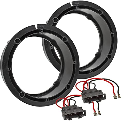 tomzz Audio 2857-001-1 Lautsprecherringe Adapter + Kabel kompatibel mit VW Golf 4 Passat 3B BG Polo 9N 165mm DIN Lautsprecher, Paar