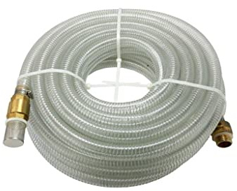 CHM GmbH 1 Zoll Saugschlauch Garnitur Messing 25 Meter Ansauggarnitur mit Rückschlagventil Ansaugschlauch Pumpe