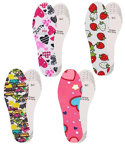 WLLHYF 4 Paar Kinder-Einlegesohlen für Schuhe weiches atmungsaktives Schuheinlagen-Set Einlegesohlen in Kindergröße für Kinder Memory-Schwamm-Schuheinlagen in jeder Größe zuschneidbar (Stil 3)