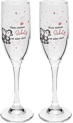 Sheepworld Sektglas Set Motiv Schatz| Sektgläser, 20 cl, Geschenkbox | Geschenk Hochzeit, Valentinstag | 48573