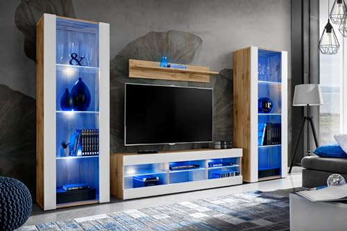 Komodee Wohnwand TV Tivoli Grande A1 Weiß/Wotan 250x159x35 cm