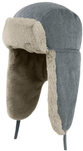 BESTORI Damen Fellmütze Warm Wintermütze Herren Winddichte Plüsch Fliegermütze Trappermütze Grau