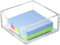 WORHE Haftnotizhalter, transparenter Notizblockhalter aus Acryl, 9,9 x 9,9 cm, für Bürozubehör, Schreibtisch, Schule, Zuhause, Notizblock-Organizer aus Kristallglas, Post-Pop-Notizspender BQ200