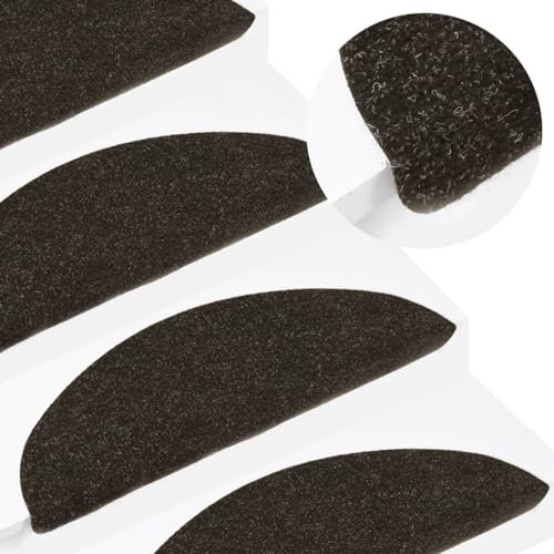 ARKEM Stufenmatten Selbstklebend 15 STK. 56x17x3 cm Anthrazit Stufenmatten innen Teppich Treppenstufen Treppenteppich selbstklebend Treppen Teppichstufen