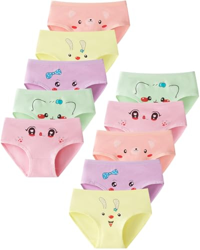 Charmi Braguitas Ropa Interior Algodón Niñas 2-10 Años Pack de 10 Linda Carita Sonriente 4-6 Años (Tamaño del Fabricante L)