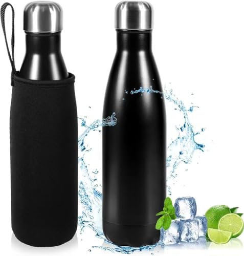 NINGESHOP Borraccia Termica,Bottiglia Termica 500ml,Bottiglia Acqua in Acciaio Inox,Thermos Acciaio Inox Senza BPA,Mantiene Caldo per 12 Ore/Freddo 24 Ore per Viaggi,Bambini,Attività All'aperto