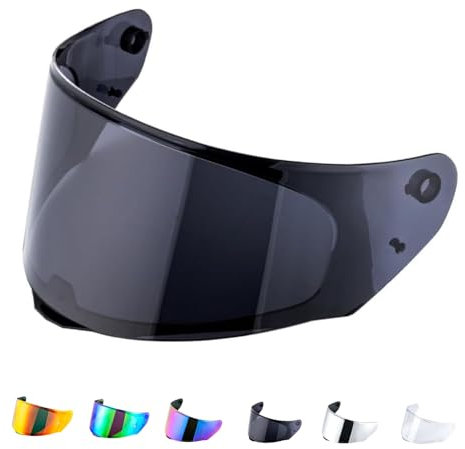 Visiera Casco Moto per Assault/Rapid/Stream,Sostituzione della Visiera della Lente del Casco del Parabrezza del Motociclo per FF800/FF353/FF328 (Nero)