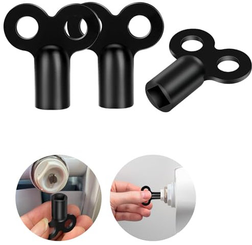 Flintronic Radiator Bleed Key, 3pc Radiator Bleed Valve Keys, Radiator Key for Bleeding Radiators and Air Vent, Radiator Valve Clock Key for Bleeding/Air Vent, Remove Trapped Air/Valve Venting, Black