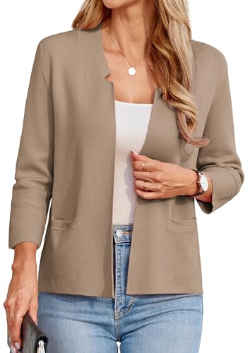 GRACE KARIN Womens Elegant 3/4 Sleeve Cardigans Open Front Business Pockets