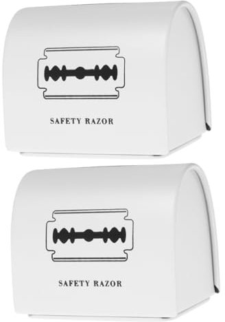 FRCOLOR Caja De 2 Piezas Estuche desechable para Cuchillas de Afeitar Cajas almacenaje baño Organizador para baño Banco de Cuchillas Estuche de Afeitar de Seguridad hojalata