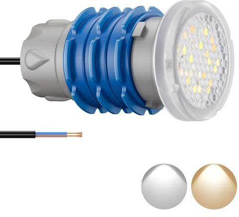 LyLmLe Mini Proiettore LED Piscina con Filettatura 1 1/2, 6W Lampade Piscina Bianco Selezionabile 3000K & 6000K, Ø49mm, 12V AC IP68 Impermeabile Subacquee Luci per Piscinas Cemento SPA Gradini